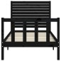vidaXL Estructura de cama con cabecero madera maciza negro 90x200 cm vidaXL Estructura de cama con cabecero madera maciza negro 90x200 cm