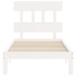 vidaXL Estructura de cama individual con cabecero madera maciza blanco