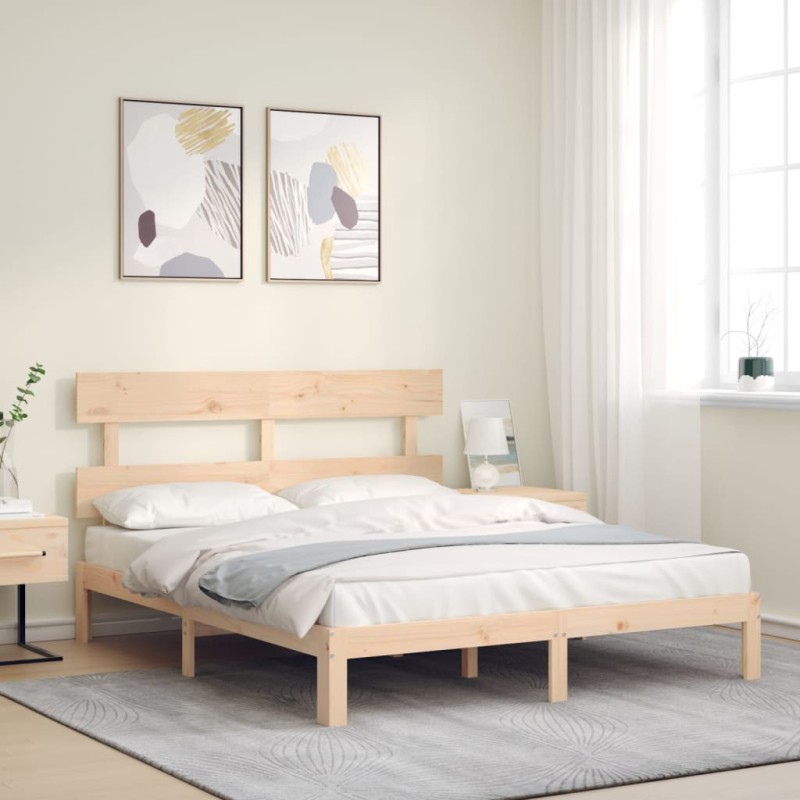 vidaXL Estructura de cama con cabecero madera maciza 160x200 cm vidaXL Estructura de cama con cabecero madera maciza 160x200 cm