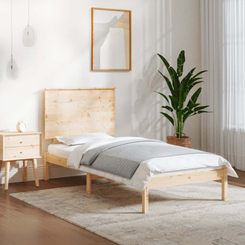 vidaXL Estructura de cama de madera maciza de pino 90x200 cm