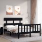 vidaXL Estructura cama de matrimonio con cabecero madera maciza negra vidaXL Estructura cama de matrimonio con cabecero madera maciza negra