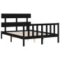 vidaXL Estructura cama de matrimonio con cabecero madera maciza negra vidaXL Estructura cama de matrimonio con cabecero madera maciza negra