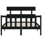 vidaXL Estructura cama de matrimonio con cabecero madera maciza negra vidaXL Estructura cama de matrimonio con cabecero madera maciza negra