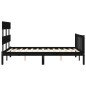 vidaXL Estructura cama de matrimonio con cabecero madera maciza negra vidaXL Estructura cama de matrimonio con cabecero madera maciza negra
