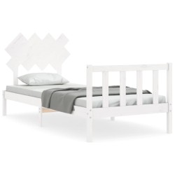 vidaXL Estructura de cama con cabecero madera maciza blanco 90x200 cm