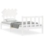 vidaXL Estructura de cama con cabecero madera maciza blanco 90x200 cm