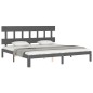vidaXL Estructura de cama con cabecero madera maciza gris 200x200 cm vidaXL Estructura de cama con cabecero madera maciza gris 200x200 cm