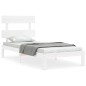 vidaXL Estructura de cama individual con cabecero madera maciza blanco vidaXL Estructura de cama individual con cabecero madera maciza blanco