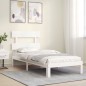 vidaXL Estructura de cama individual con cabecero madera maciza blanco vidaXL Estructura de cama individual con cabecero madera maciza blanco