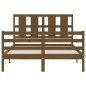 vidaXL Estructura de cama matrimonio con cabecero madera marrón miel