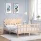 vidaXL Estructura de cama con cabecero madera maciza 140x190 cm vidaXL Estructura de cama con cabecero madera maciza 140x190 cm