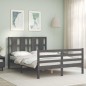 vidaXL Estructura de cama con cabecero madera maciza gris 140x200 cm vidaXL Estructura de cama con cabecero madera maciza gris 140x200 cm