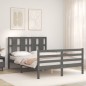 vidaXL Estructura de cama con cabecero madera maciza gris 140x200 cm vidaXL Estructura de cama con cabecero madera maciza gris 140x200 cm