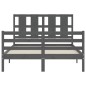 vidaXL Estructura de cama con cabecero madera maciza gris 140x200 cm vidaXL Estructura de cama con cabecero madera maciza gris 140x200 cm