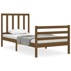 vidaXL Estructura cama con cabecero madera maciza marrón miel 90x200cm