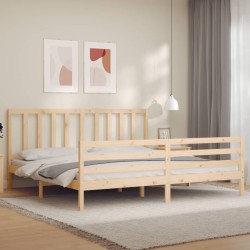vidaXL Estructura de cama de matrimonio con cabecero madera maciza