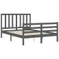 vidaXL Estructura cama de matrimonio con cabecero madera maciza gris vidaXL Estructura cama de matrimonio con cabecero madera maciza gris