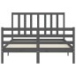 vidaXL Estructura cama de matrimonio con cabecero madera maciza gris vidaXL Estructura cama de matrimonio con cabecero madera maciza gris