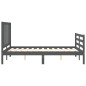 vidaXL Estructura cama de matrimonio con cabecero madera maciza gris vidaXL Estructura cama de matrimonio con cabecero madera maciza gris