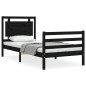 vidaXL Estructura de cama con cabecero madera maciza negro 90x200 cm vidaXL Estructura de cama con cabecero madera maciza negro 90x200 cm