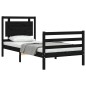 vidaXL Estructura de cama con cabecero madera maciza negro 90x200 cm vidaXL Estructura de cama con cabecero madera maciza negro 90x200 cm