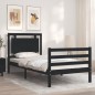 vidaXL Estructura de cama con cabecero madera maciza negro 90x200 cm vidaXL Estructura de cama con cabecero madera maciza negro 90x200 cm