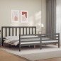 vidaXL Estructura de cama con cabecero madera maciza gris 200x200 cm vidaXL Estructura de cama con cabecero madera maciza gris 200x200 cm