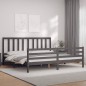 vidaXL Estructura de cama con cabecero madera maciza gris 200x200 cm vidaXL Estructura de cama con cabecero madera maciza gris 200x200 cm