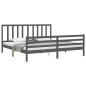 vidaXL Estructura de cama con cabecero madera maciza gris 200x200 cm vidaXL Estructura de cama con cabecero madera maciza gris 200x200 cm