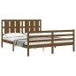 vidaXL Estructura de cama matrimonio con cabecero madera marrón miel