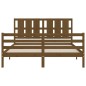 vidaXL Estructura de cama matrimonio con cabecero madera marrón miel