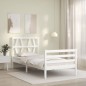vidaXL Estructura de cama con cabecero madera maciza blanco 100x200 cm vidaXL Estructura de cama con cabecero madera maciza blanco 100x200 cm