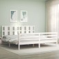 vidaXL Estructura cama de matrimonio con cabecero madera maciza blanco