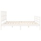 vidaXL Estructura cama de matrimonio con cabecero madera maciza blanco