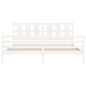 vidaXL Estructura cama de matrimonio con cabecero madera maciza blanco