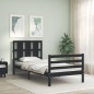 vidaXL Estructura de cama con cabecero madera maciza negro 90x200 cm vidaXL Estructura de cama con cabecero madera maciza negro 90x200 cm