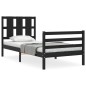 vidaXL Estructura de cama con cabecero madera maciza negro 90x200 cm vidaXL Estructura de cama con cabecero madera maciza negro 90x200 cm