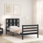 vidaXL Estructura de cama con cabecero madera maciza negro 90x200 cm vidaXL Estructura de cama con cabecero madera maciza negro 90x200 cm