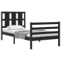 vidaXL Estructura de cama con cabecero madera maciza negro 90x200 cm vidaXL Estructura de cama con cabecero madera maciza negro 90x200 cm