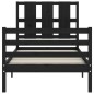 vidaXL Estructura de cama con cabecero madera maciza negro 90x200 cm vidaXL Estructura de cama con cabecero madera maciza negro 90x200 cm