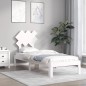 vidaXL Estructura de cama individual con cabecero madera maciza blanco vidaXL Estructura de cama individual con cabecero madera maciza blanco