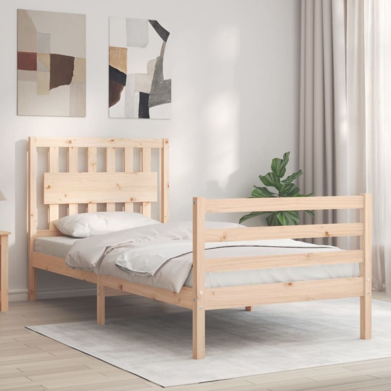 vidaXL Estructura de cama con cabecero madera maciza vidaXL Estructura de cama con cabecero madera maciza