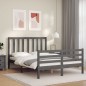 vidaXL Estructura de cama con cabecero madera maciza gris 140x190 cm vidaXL Estructura de cama con cabecero madera maciza gris 140x190 cm