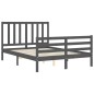 vidaXL Estructura de cama con cabecero madera maciza gris 140x190 cm vidaXL Estructura de cama con cabecero madera maciza gris 140x190 cm