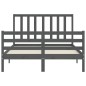 vidaXL Estructura de cama con cabecero madera maciza gris 140x190 cm vidaXL Estructura de cama con cabecero madera maciza gris 140x190 cm
