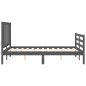 vidaXL Estructura de cama con cabecero madera maciza gris 140x190 cm vidaXL Estructura de cama con cabecero madera maciza gris 140x190 cm