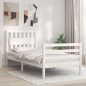 vidaXL Estructura de cama con cabecero madera maciza blanco 90x200 cm vidaXL Estructura de cama con cabecero madera maciza blanco 90x200 cm