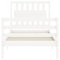 vidaXL Estructura de cama con cabecero madera maciza blanco 90x200 cm vidaXL Estructura de cama con cabecero madera maciza blanco 90x200 cm