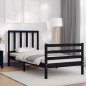 vidaXL Estructura de cama con cabecero madera maciza negro 100x200 cm vidaXL Estructura de cama con cabecero madera maciza negro 100x200 cm