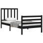 vidaXL Estructura de cama con cabecero madera maciza negro 100x200 cm vidaXL Estructura de cama con cabecero madera maciza negro 100x200 cm
